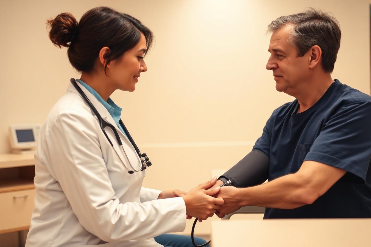 Blood pressure check during a vascular health assessment